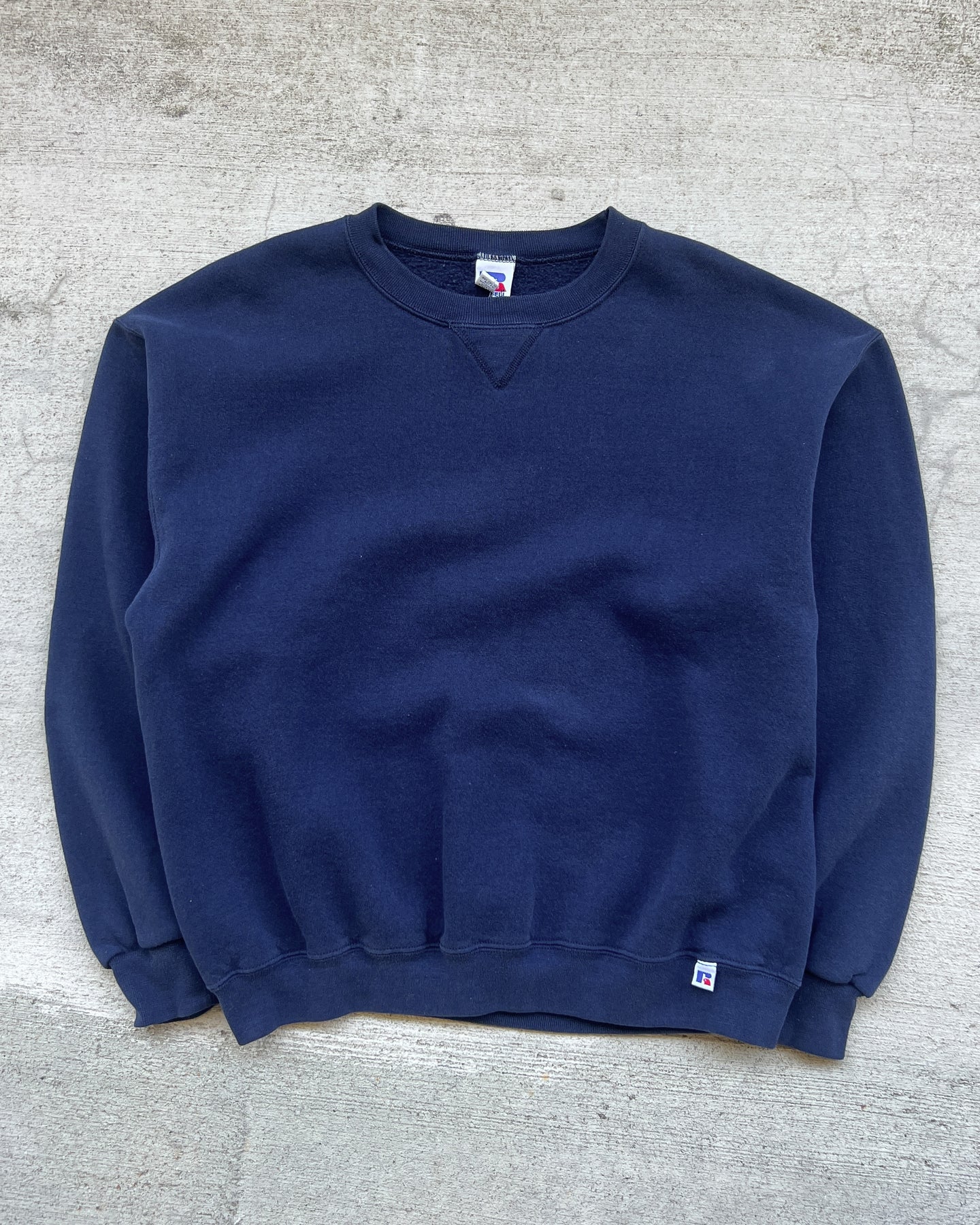1990s Russell Athletic Navy Crewneck Sweatshirt - Large