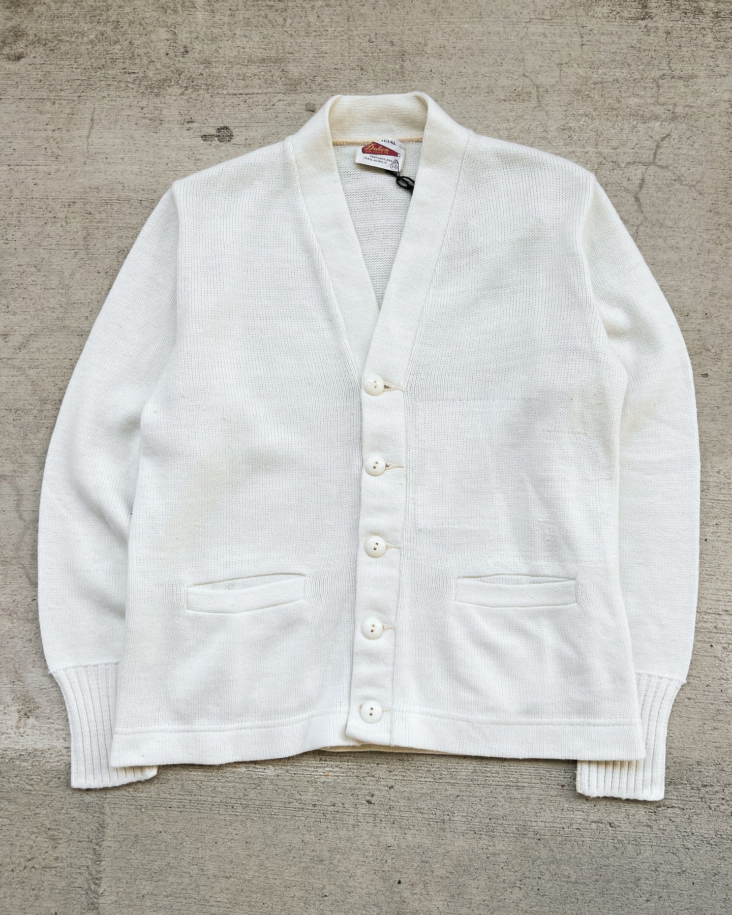 1960s Cream Knit Button Up Sweater Cardigan - Size Large