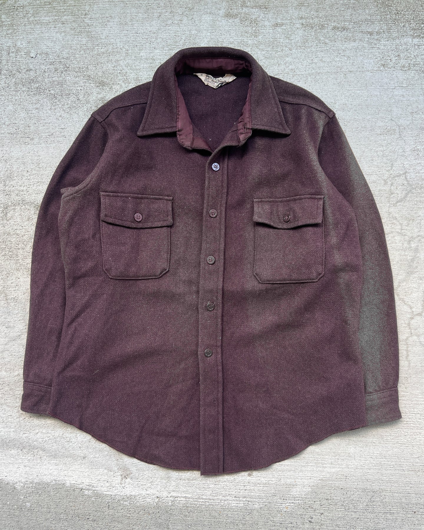 1970s Wool Brown Button Down Shirt - Large