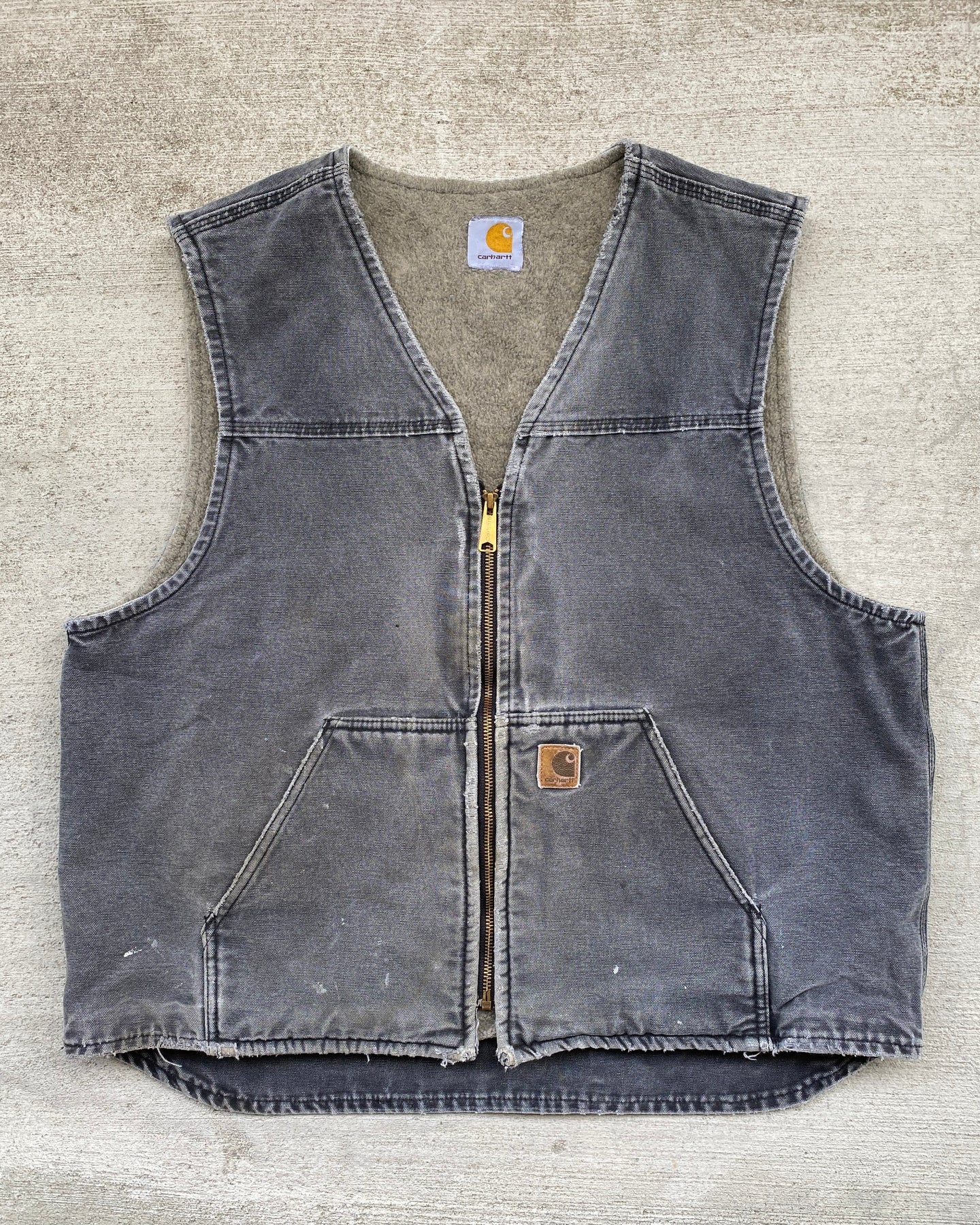 1990s Carhartt Charcoal Well Worn Work Vest - Size X-Large