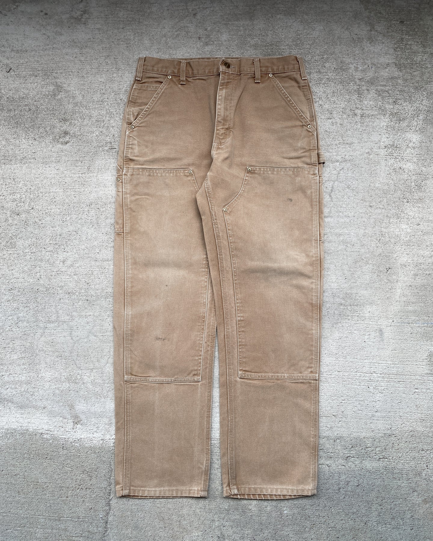 1990s Carhartt Tan Faded Double Knee Work Pants - Size 32 x 30