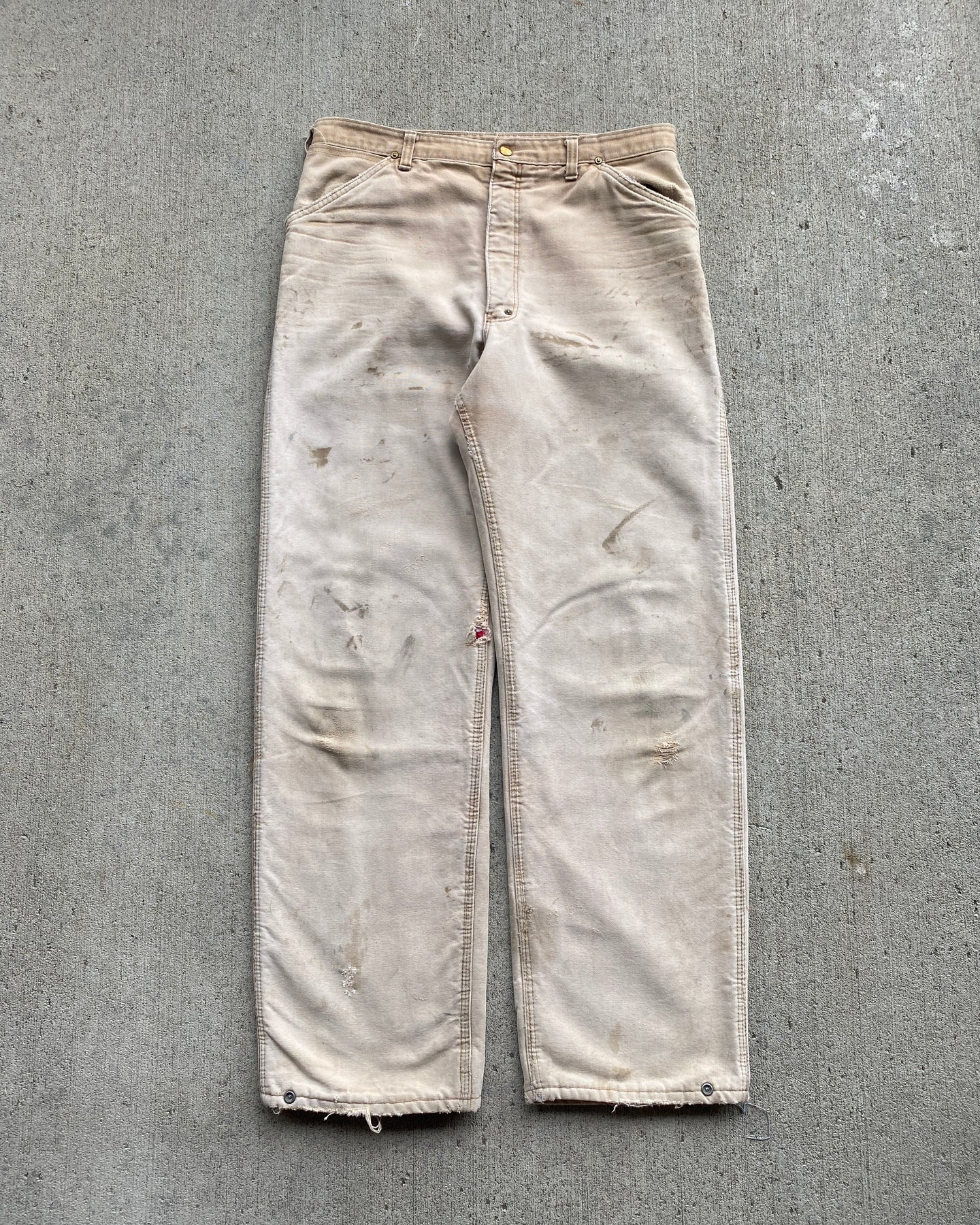1970s Carhartt Quilted Distressed Work Pants - Size 34 x 32