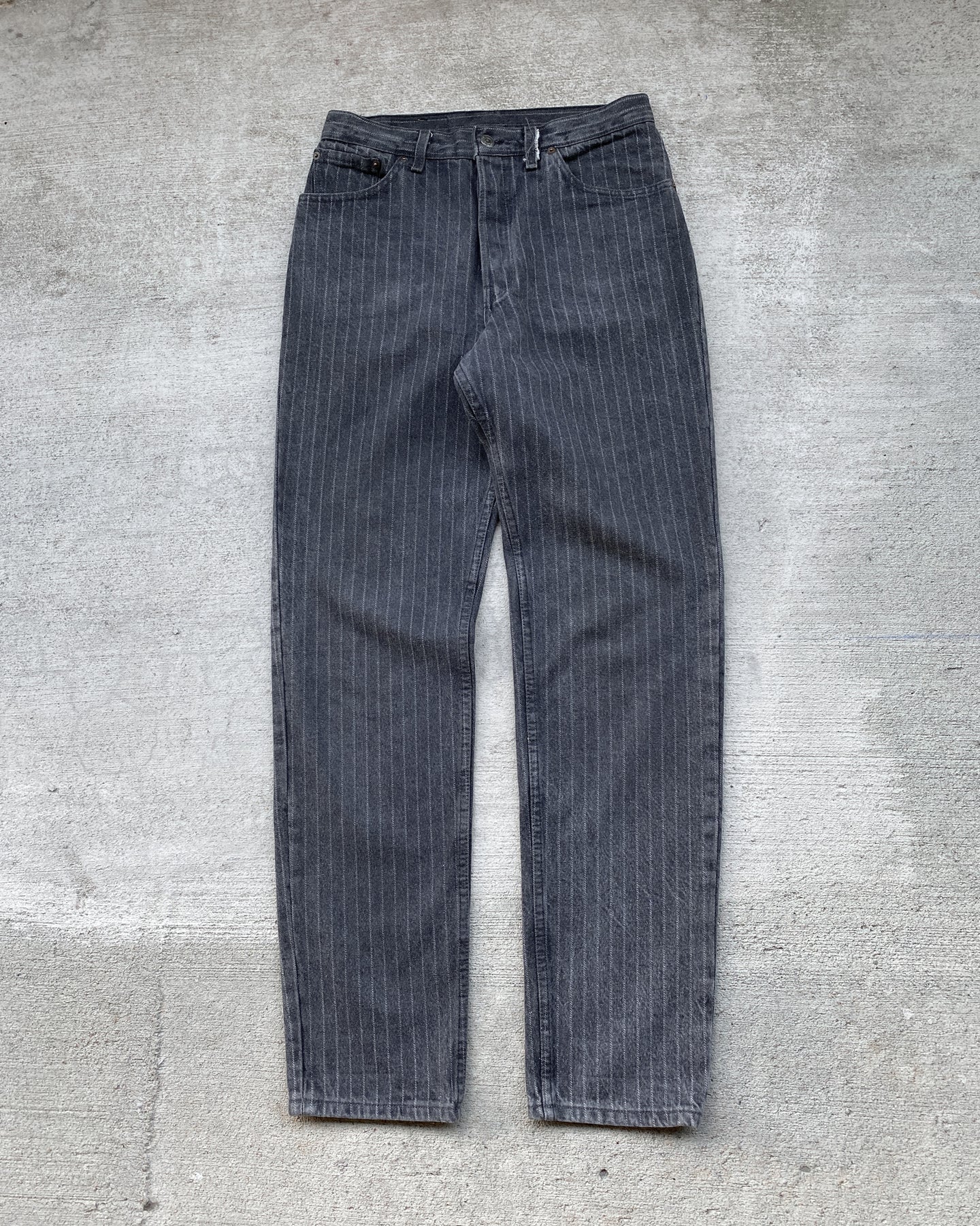 1990s Levi's Charcoal Grey Pinstriped 501 - Size 30 x 33