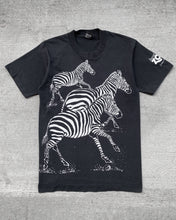 Load image into Gallery viewer, 1990s Zebra All Over Print Black Single Stitch Tee - Size Medium
