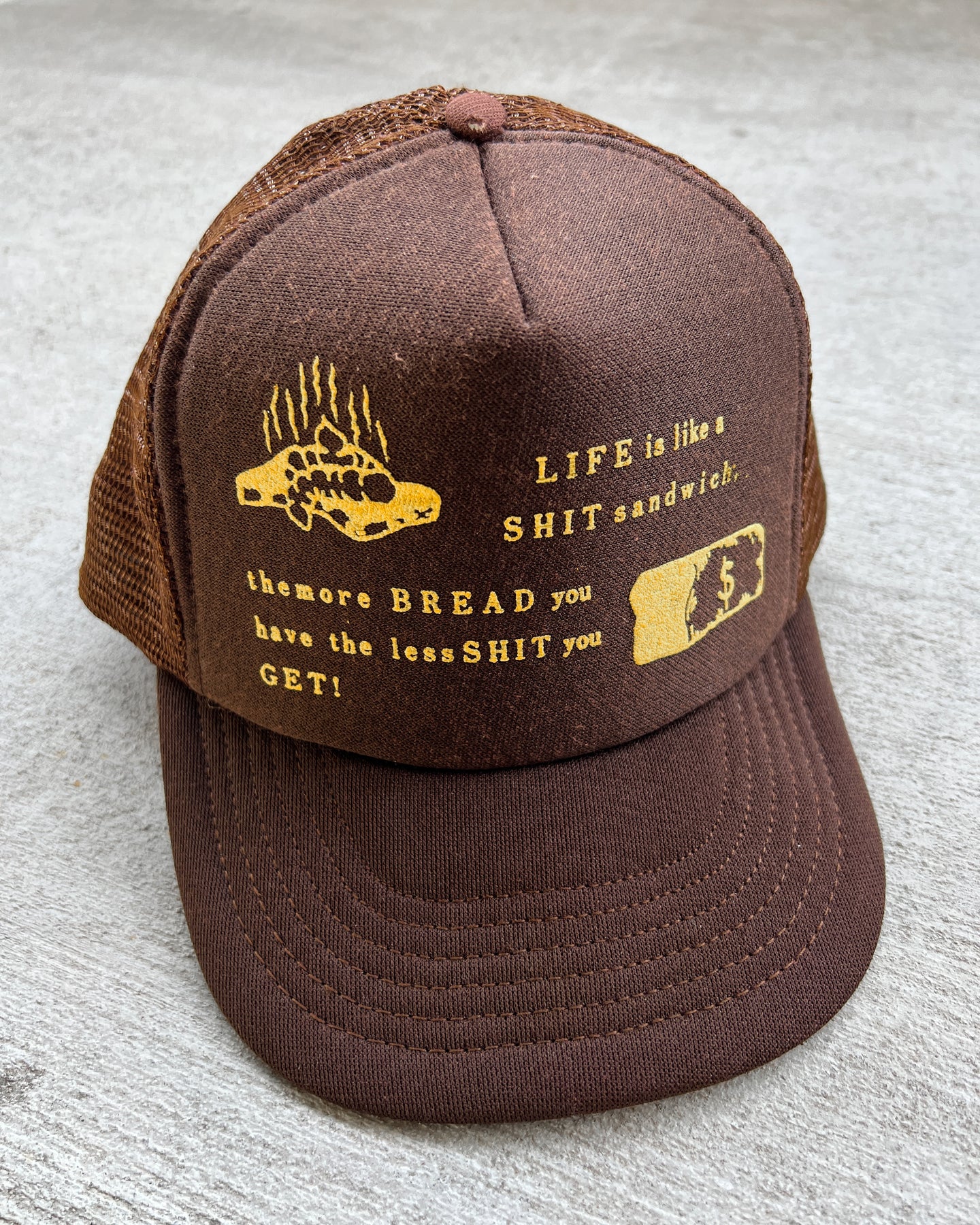 1990s Life is a Shit Sandwich Snapback Trucker Hat - One Size