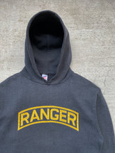Load image into Gallery viewer, 1980s Army Rangers Faded Black Hoodie - Size Large

