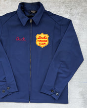 Load image into Gallery viewer, 1960s Stroh&#39;s Fishing Team Chainstitched Navy Work Jacket - Size X-Large
