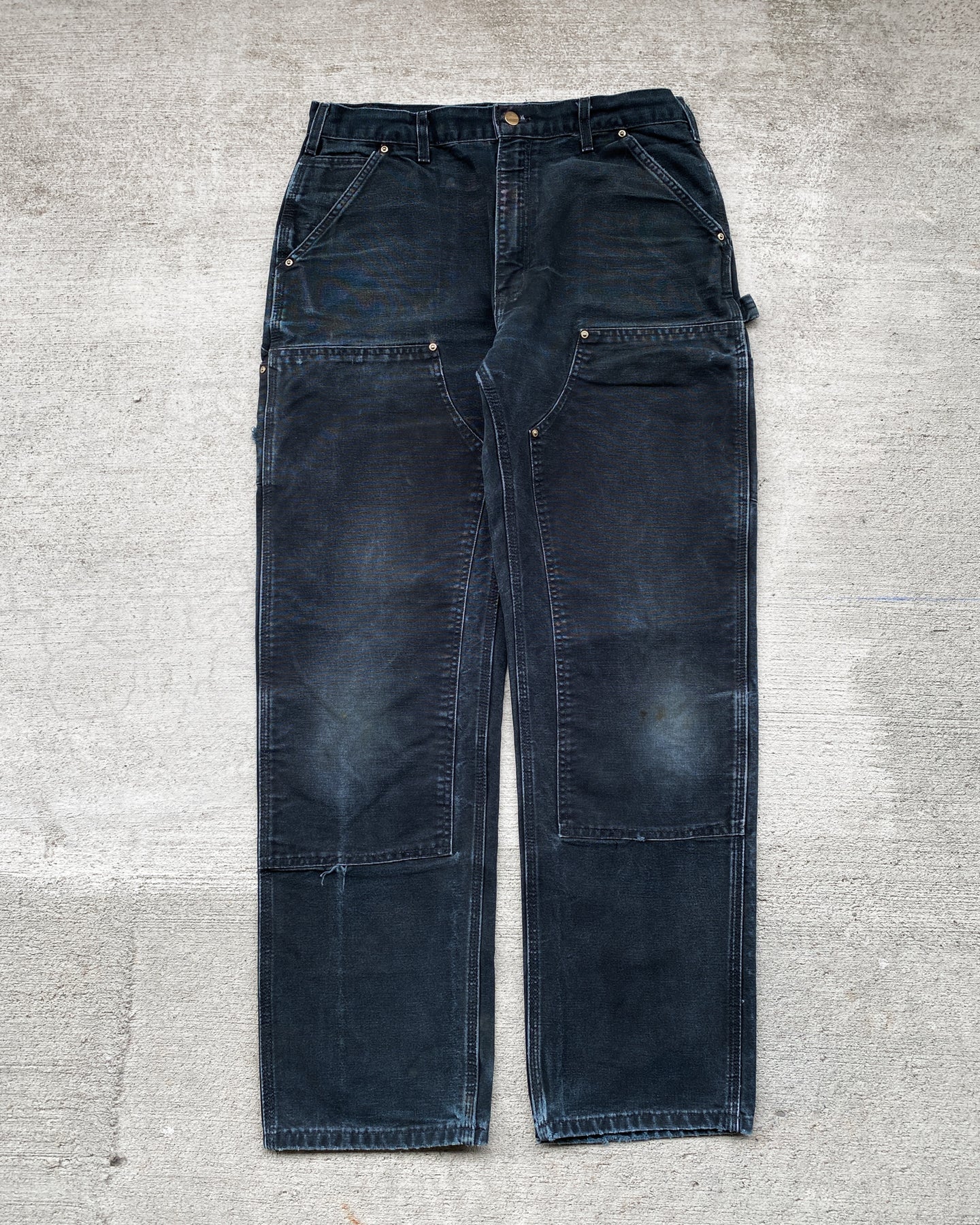 1990s Carhartt Faded Black Double Knee Work Pants - Size 34 x 33