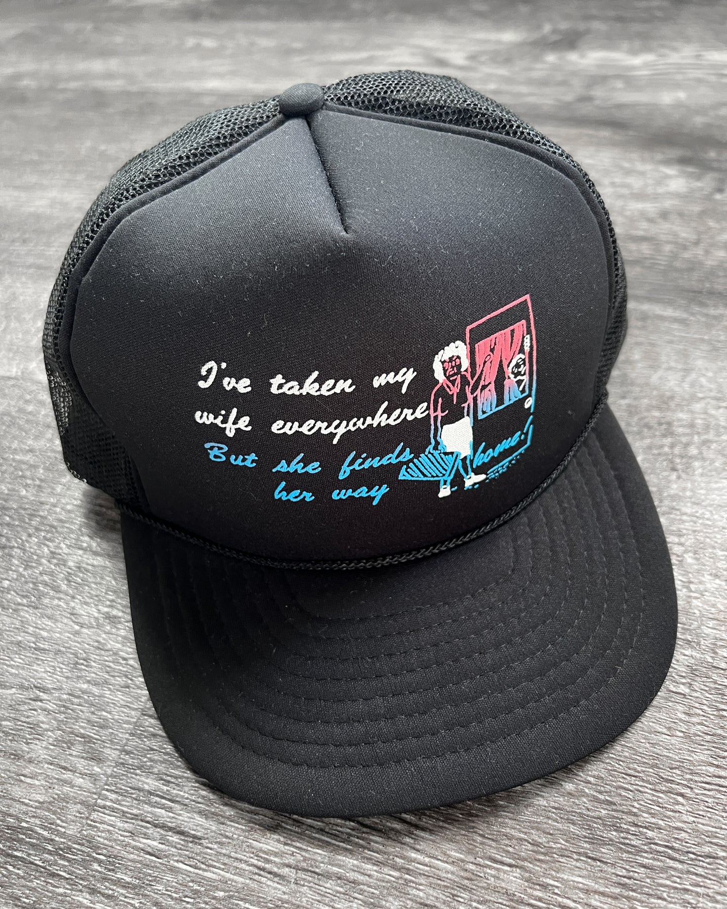 1990s My Wife Black Snapback Trucker Hat - One Size