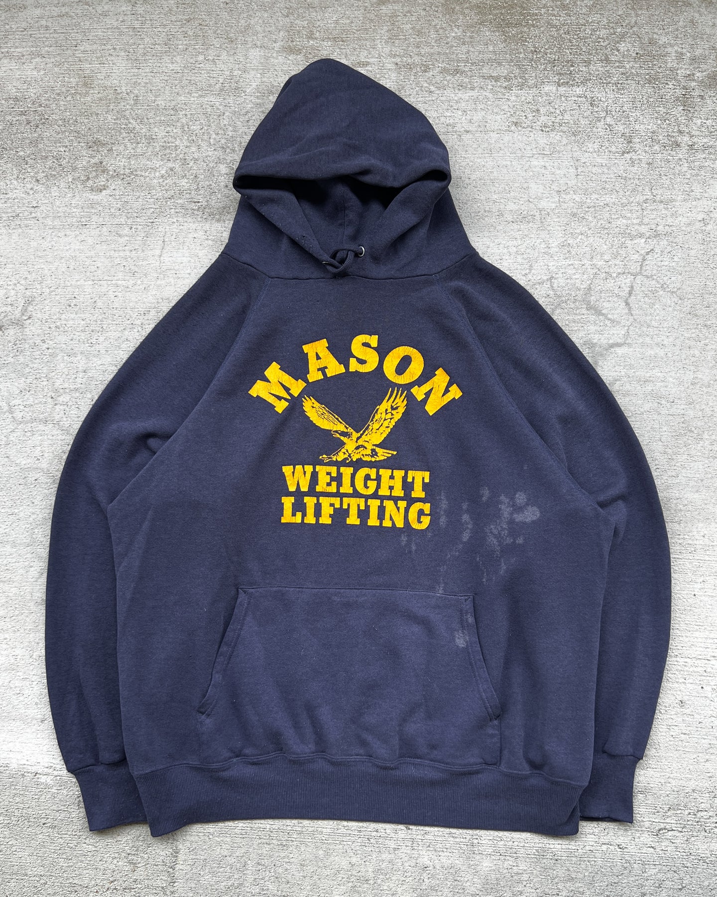 1990s Mason Weight Lifting Raglan Cut Hoodie - Size X-Large