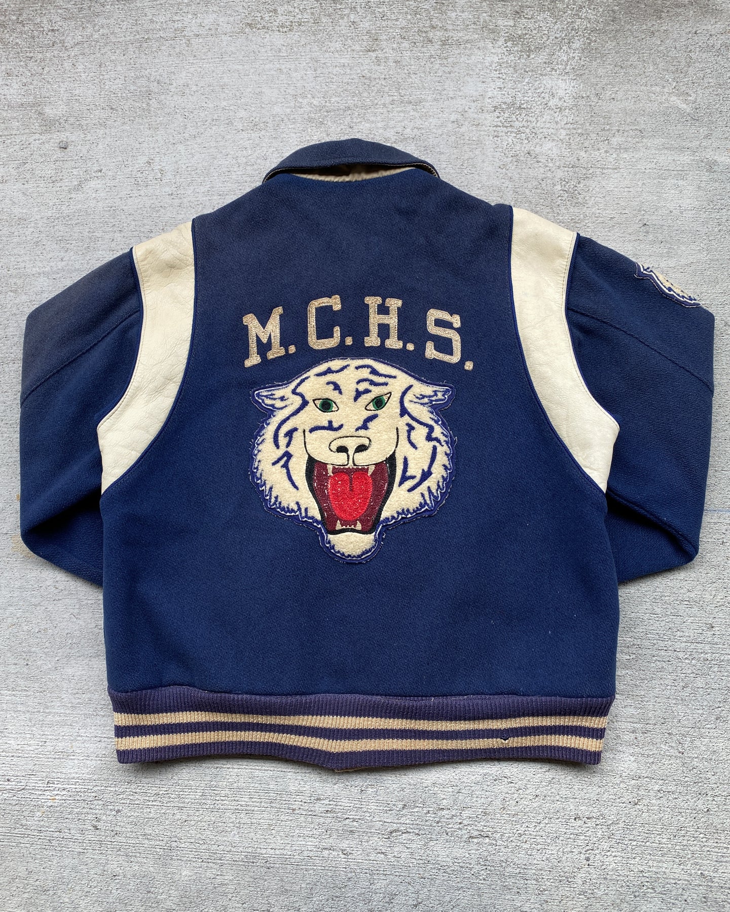 1950s MCHS Chainstitch Tiger Varsity Jacket - Size Medium