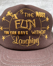 Load image into Gallery viewer, 1980s Sex Is the Most Fun You Can Have Without Laughing Trucker Snapback - One Size
