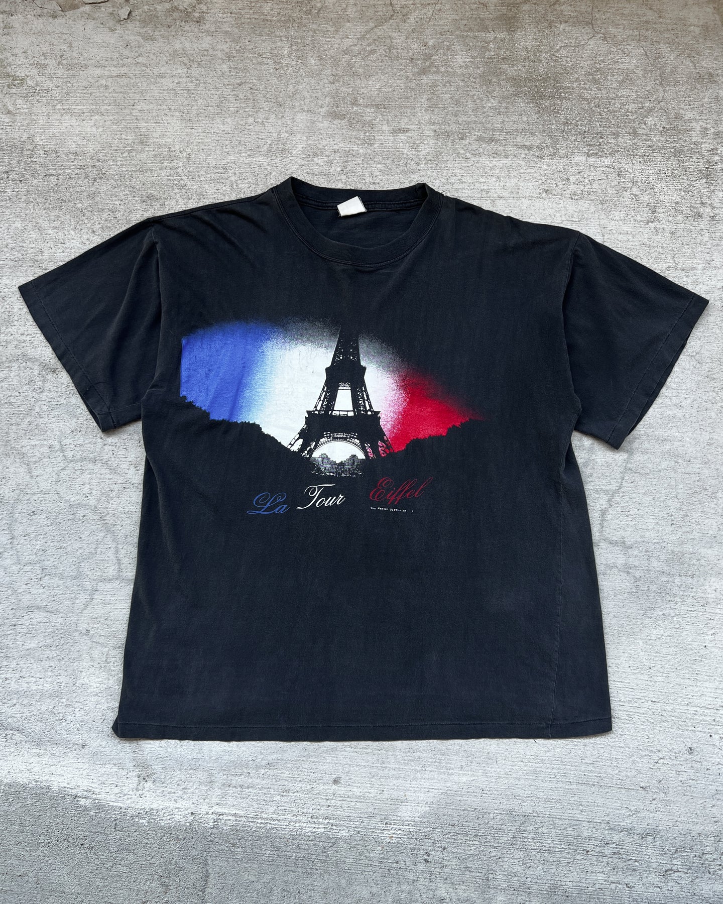1990s Paris Eiffel Tower French Single Stitch Faded Tee - Size X-Large