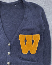 Load image into Gallery viewer, 1970s &quot;W&quot; Knit Varsity Cardigan - Size Large
