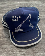 Load image into Gallery viewer, 1980s We Rig It Right! Three Stripe Trucker Snapback - One Size
