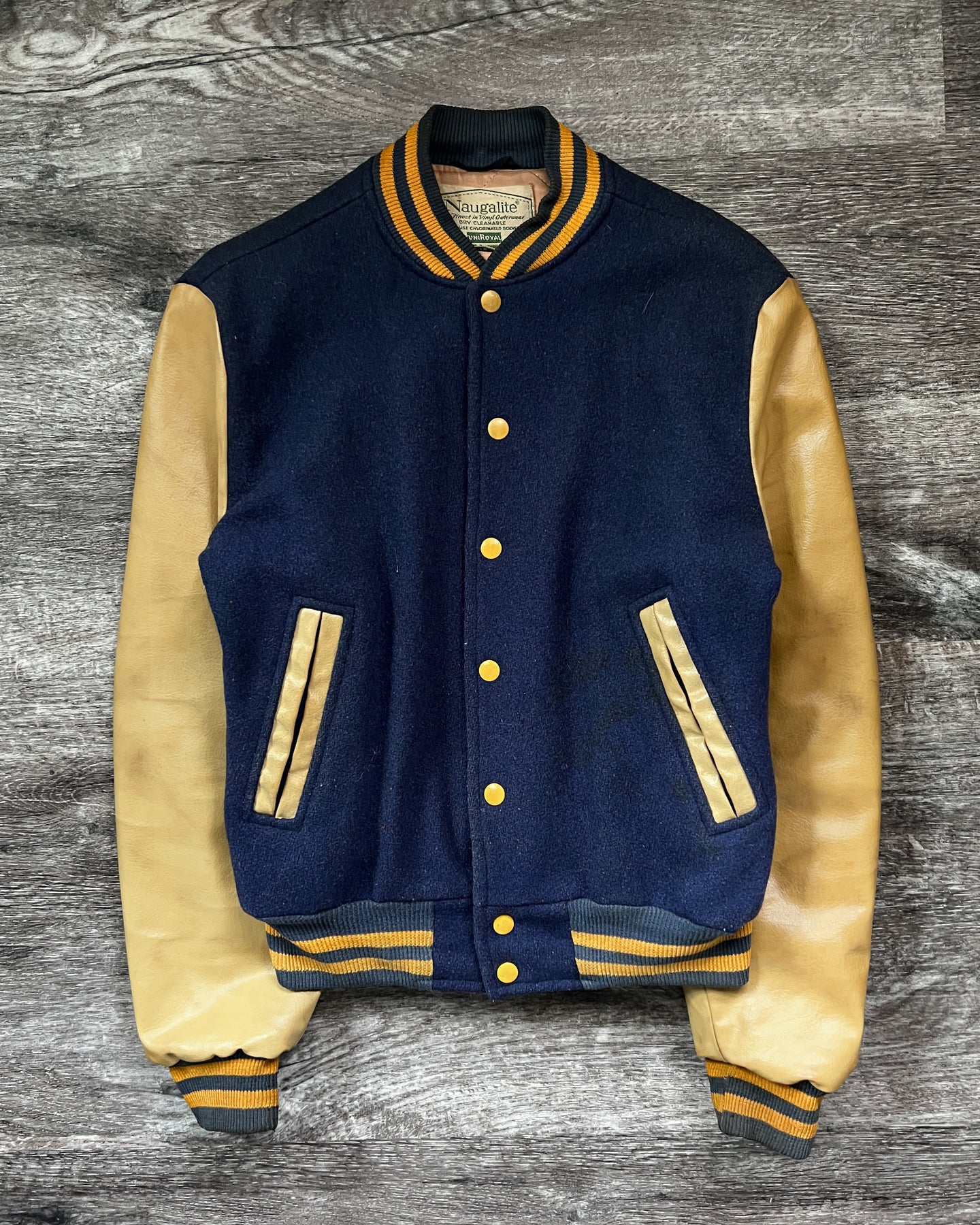 1990s Two Tone Blank Varsity Jacket - Size Small