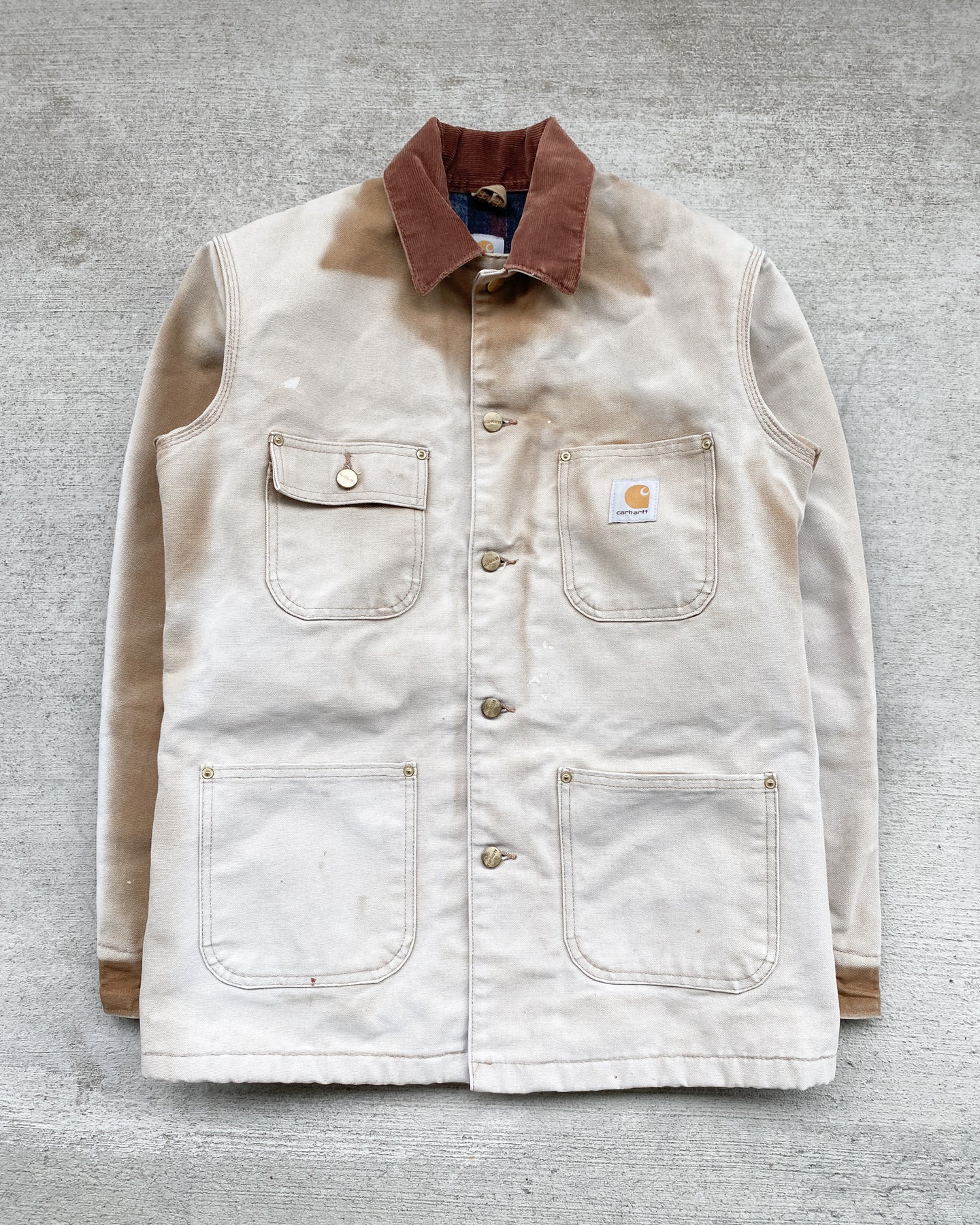 1990s Carhartt Sun Faded Chore Jacket - Size Large