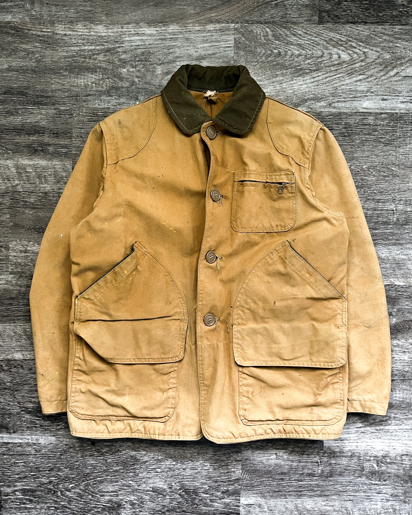 1960s Painted Canvas Hunting Jacket - Size Large