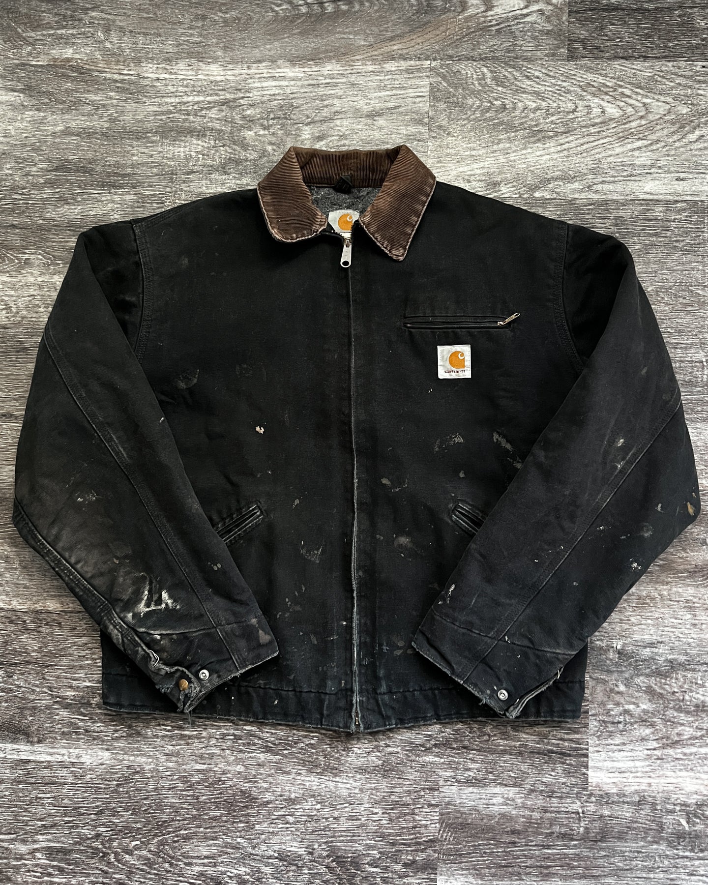 1990s Faded and Painted Carhartt Detroit Work Jacket - Size X-Large