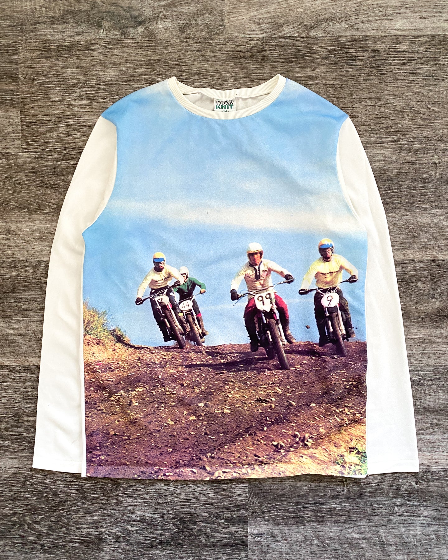 1970s/1980s All-Over Sublimation Print Biker Single Stitch Shirt - Size Medium