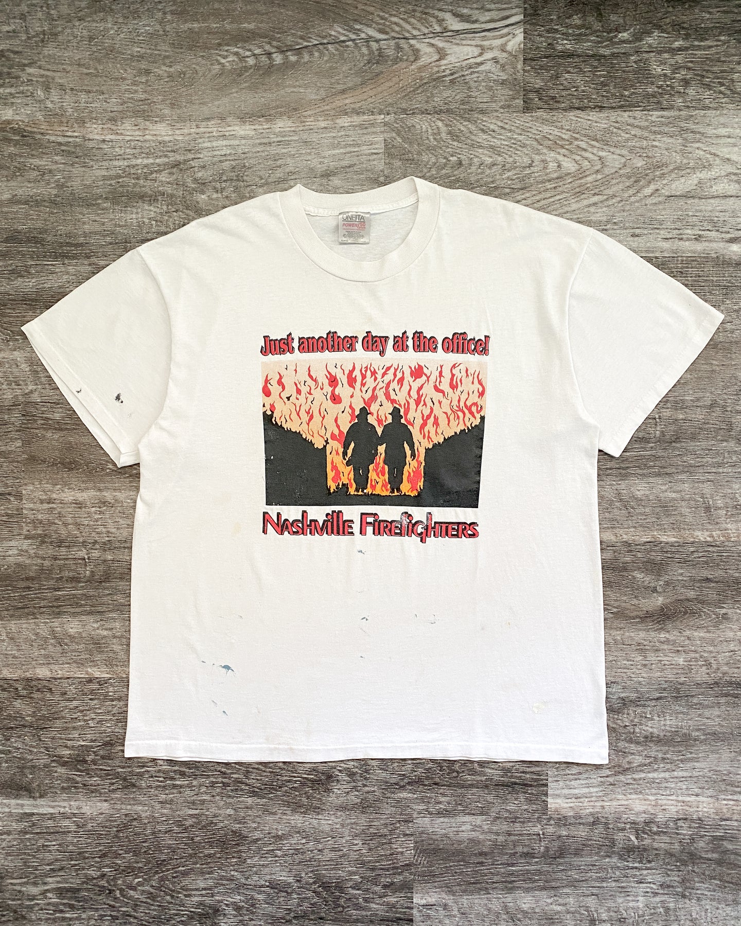 1990s Nashville Firefighters Painted Single Stitch Tee - Size X-Large