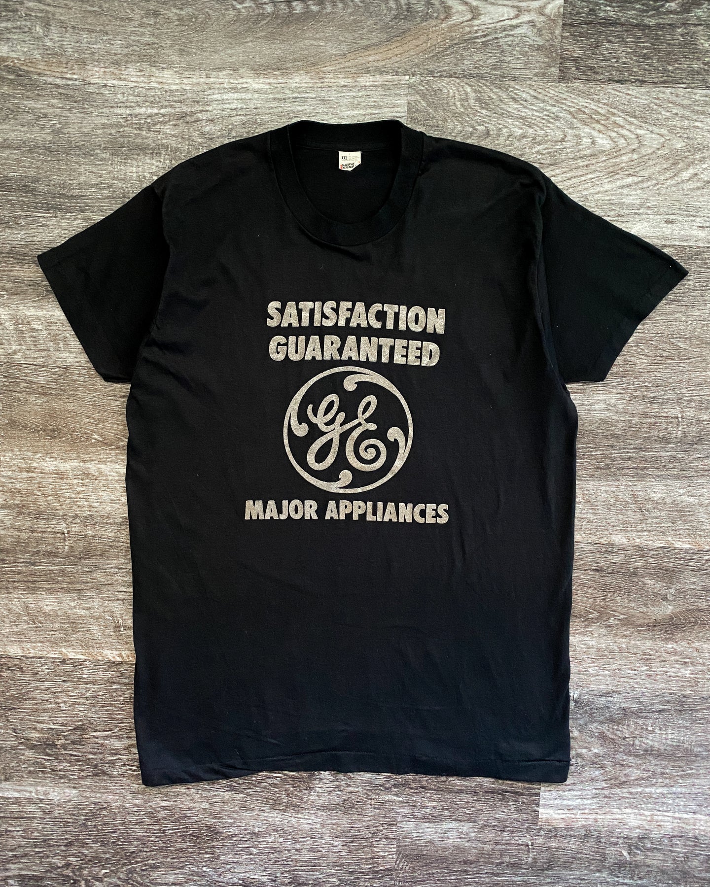 1980s General Electric Single Stitch Black Tee - Size X-Large