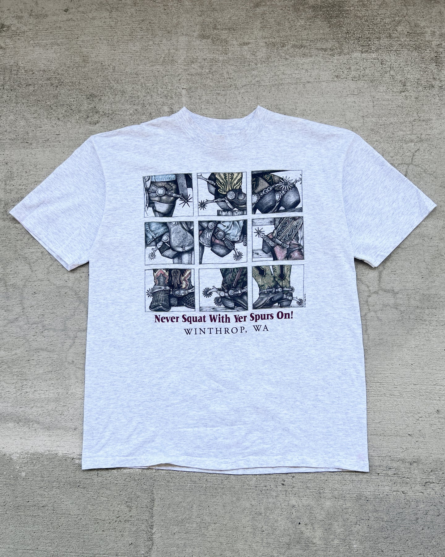 1990s Never Squat with Your Spurs On Single Stitch Tee - Size X-Large