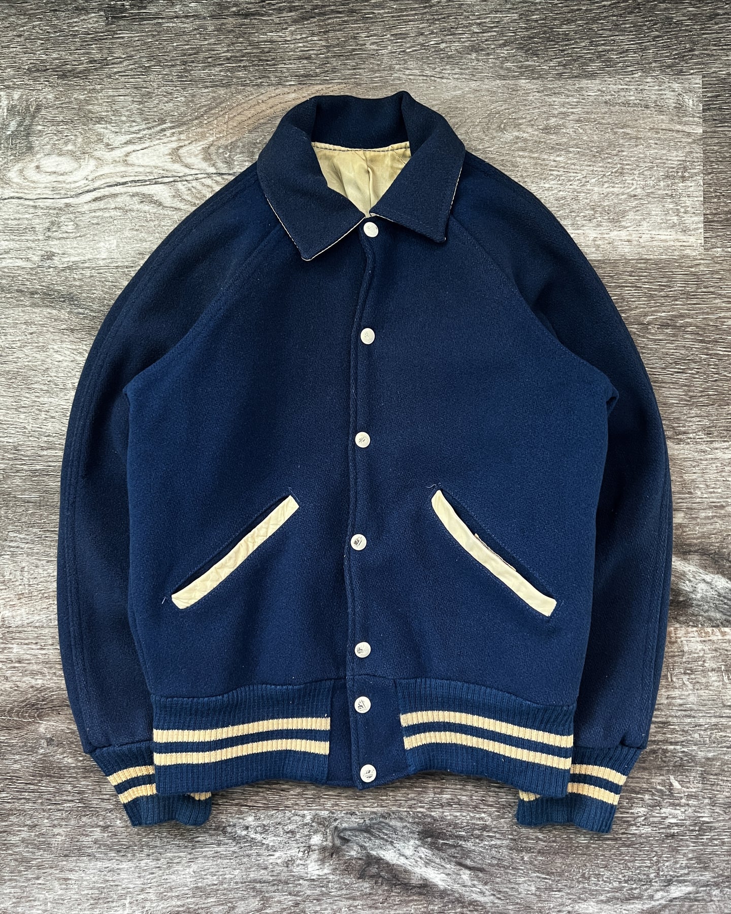 1960s Raglan Blank Varsity Jacket - Size Medium