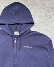 Load image into Gallery viewer, 1990s Carhartt Navy Embroidered Zip Up Hoodie - Size X-Large
