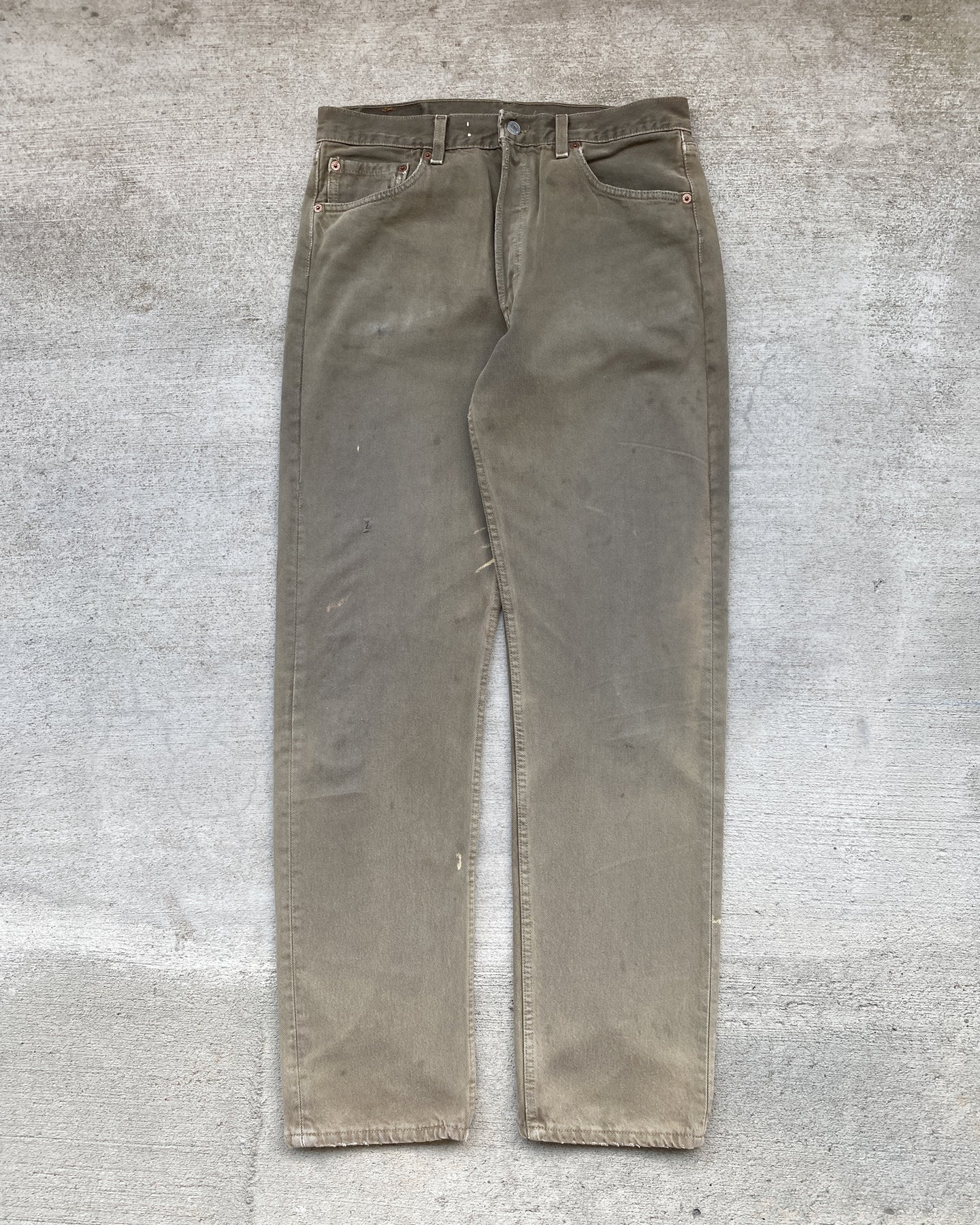 1990s Levi's Distressed Olive 501 - Size 32 x 33