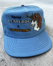 Load image into Gallery viewer, 1980s Never Leapfrog a Unicorn Snapback Trucker Hat - One Size
