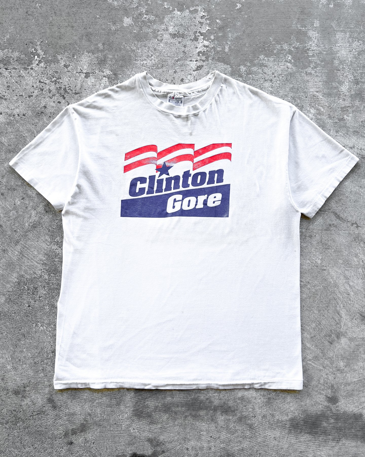 1990s Clinton Gore Single Stitch Hanes Beefy Tee - Size X-Large