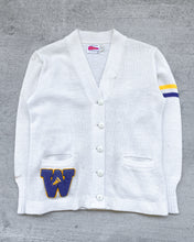 Load image into Gallery viewer, 1960s &quot;W&quot; White Varsity Cardigan - Size Medium
