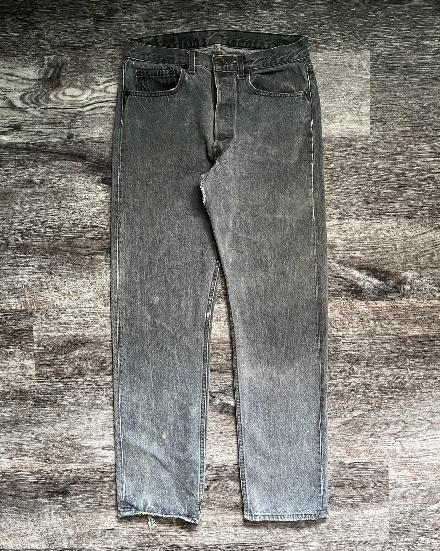 1980s Charcoal Grey Worn In 501 - Size 30 x 30