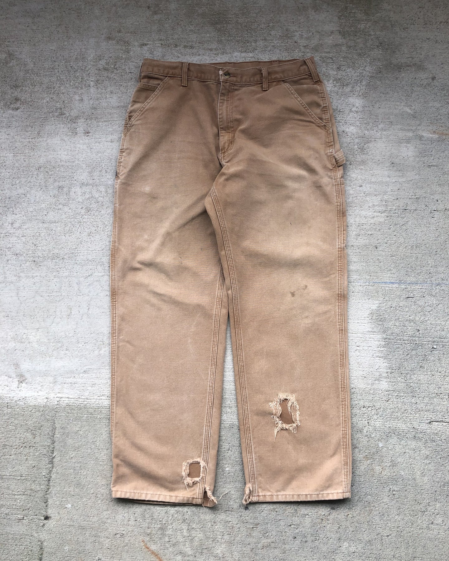 Carhartt Distressed Tan Carpenter Work Pants - 34 x 31