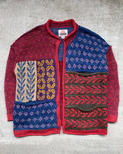 Load image into Gallery viewer, 1990s Hand-Knit Cardigan Patchwork Sweater - Size X-Large
