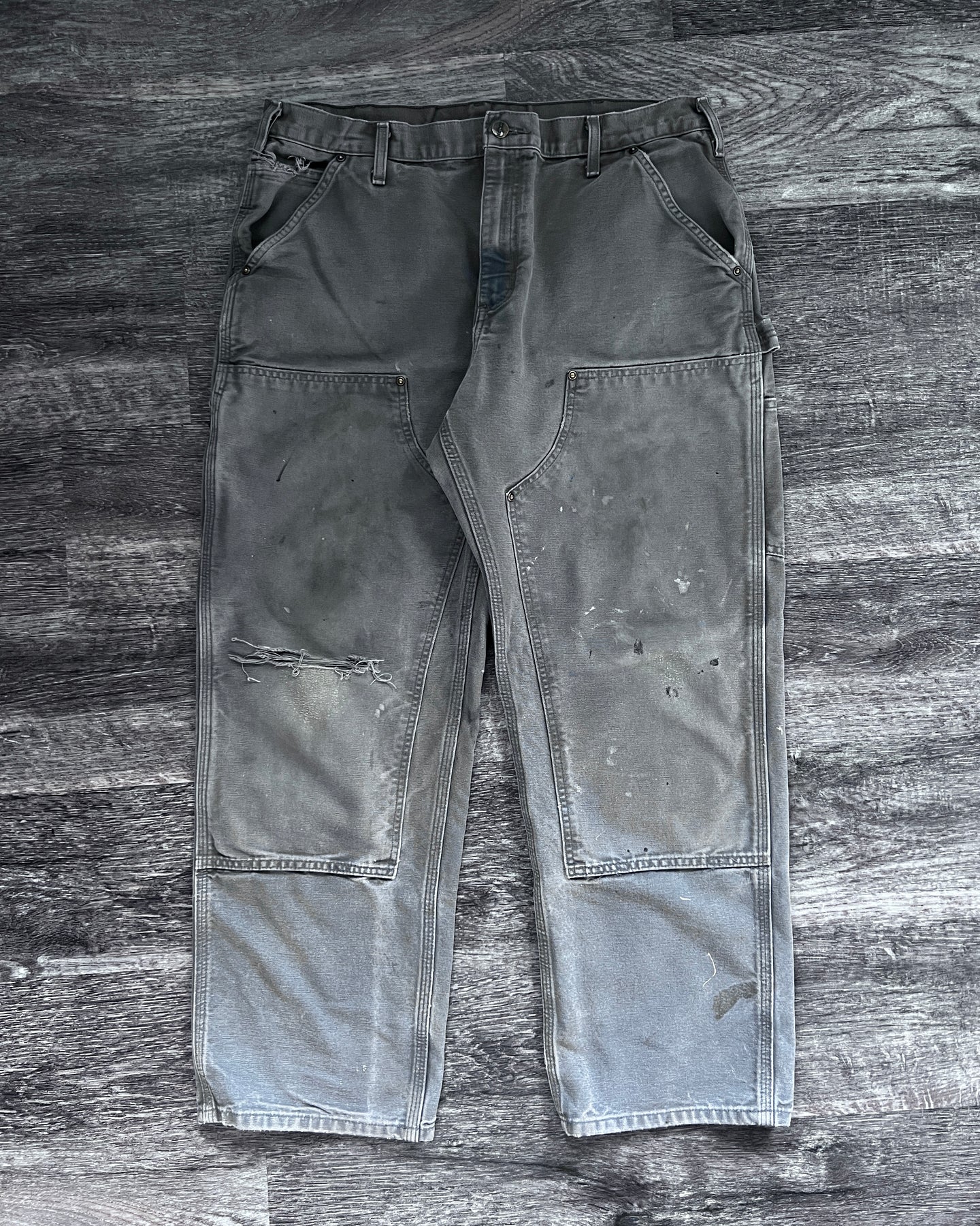 Carhartt Stone Grey Double Knee Carpenter Pants - Size 36 x 29