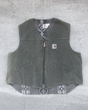 Load image into Gallery viewer, 1980s Carhartt Sun Faded Olive Green Aztec Work Vest - X-Large
