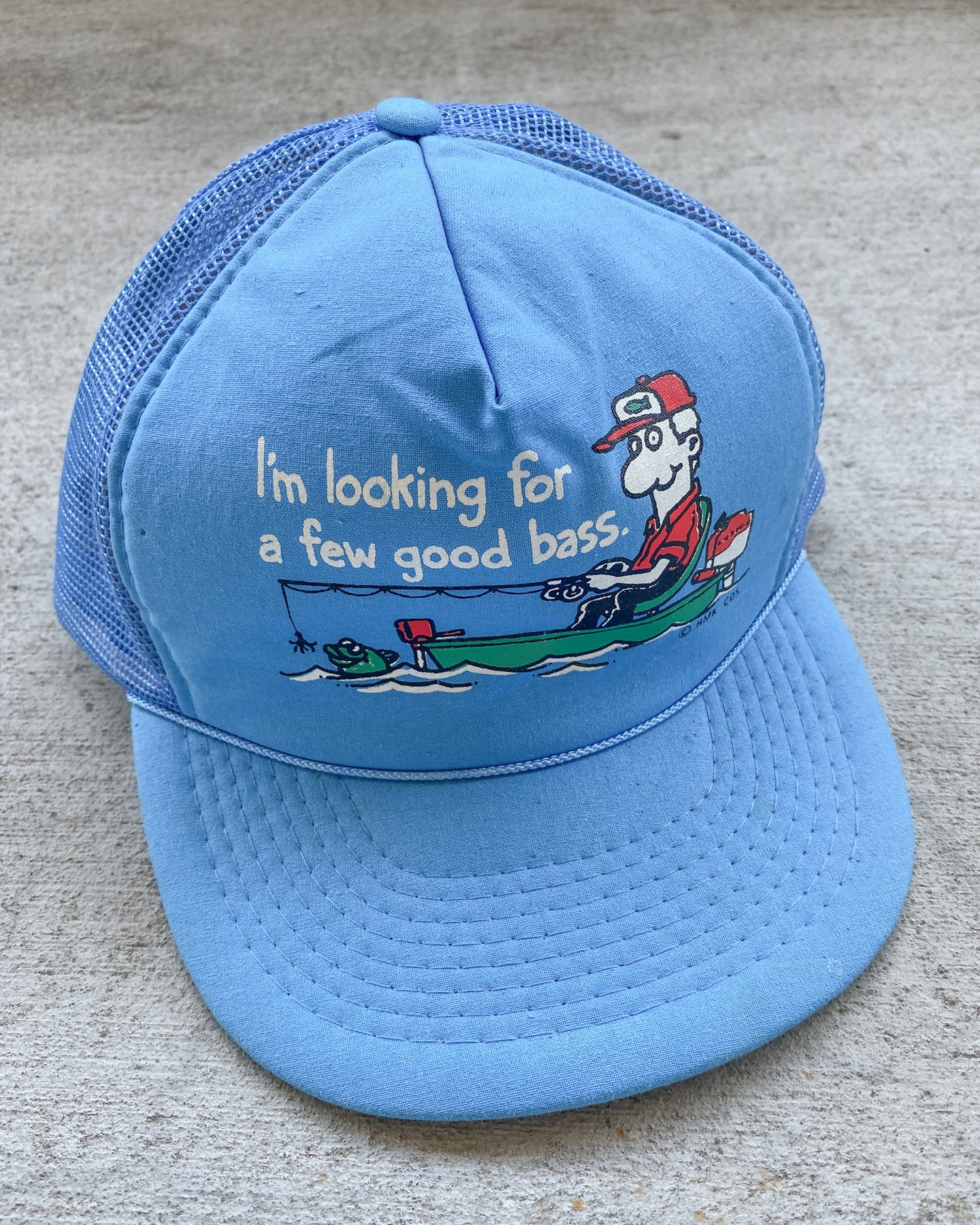 1980s Powder Blue Fishing Snapback Trucker Hat - One Size
