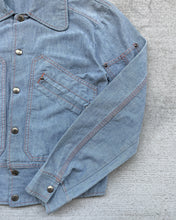 Load image into Gallery viewer, 1970s Western Contrast Stitch Cropped Denim Jacket - Size Medium
