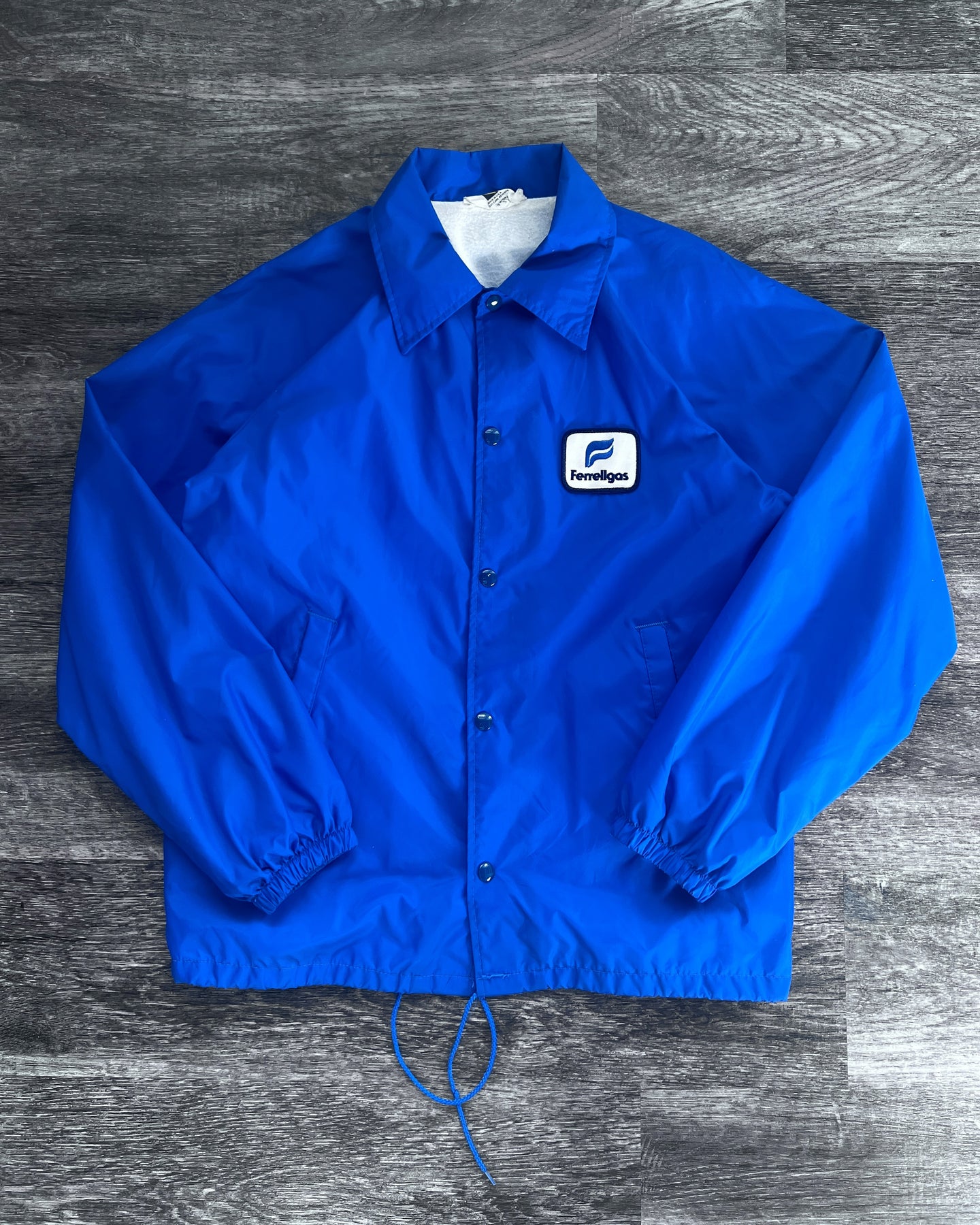1980s Ferrellgas Royal Blue Coach Jacket - Size Large