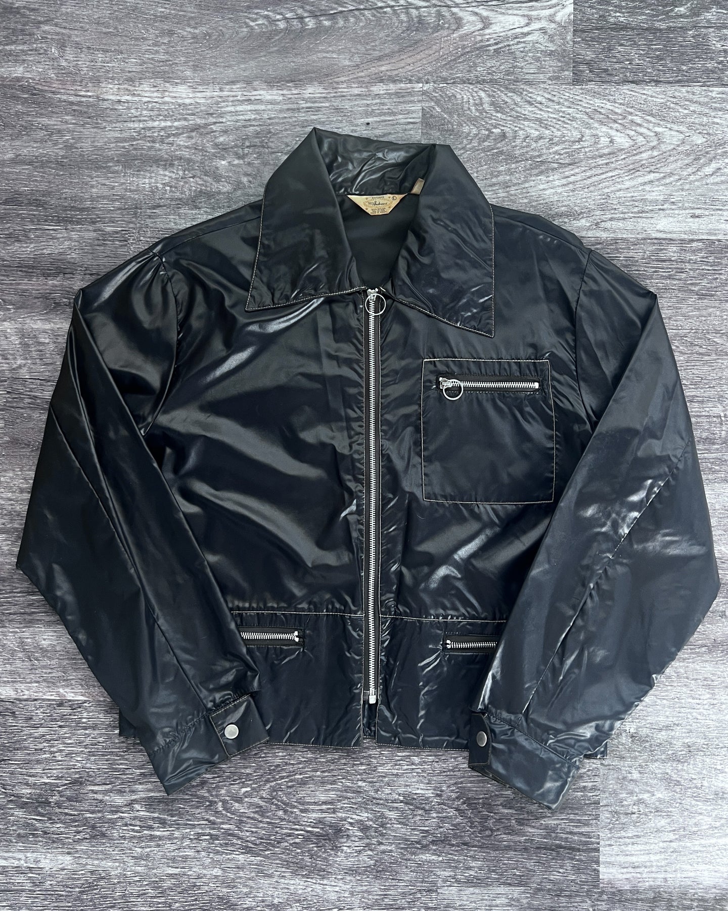 1970s Nylon Black Breaker Jacket - Size Large