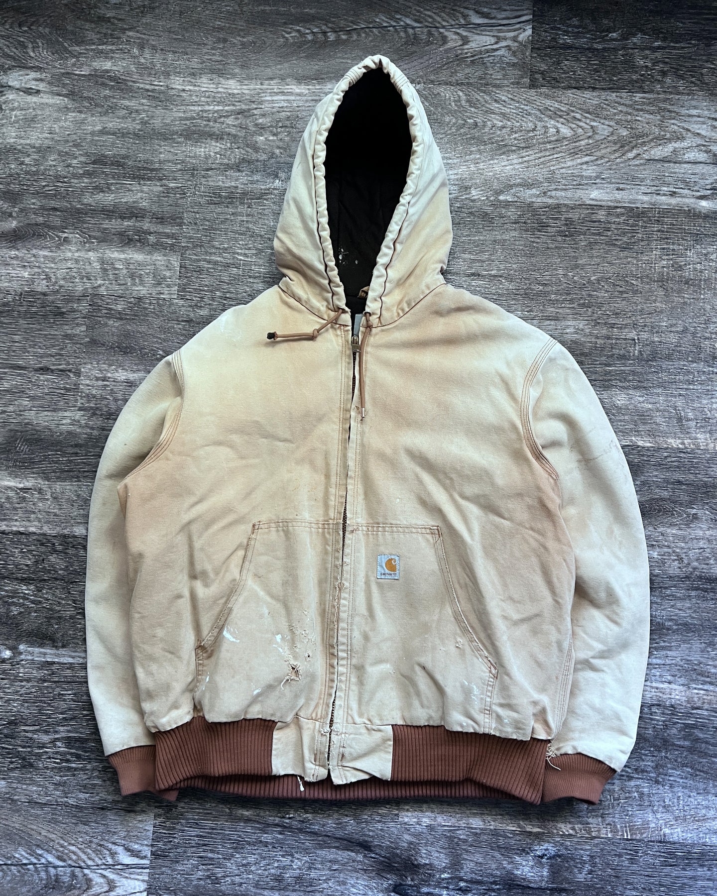 1990s Carhartt Sun Faded Hooded Jacket - Size X-Large