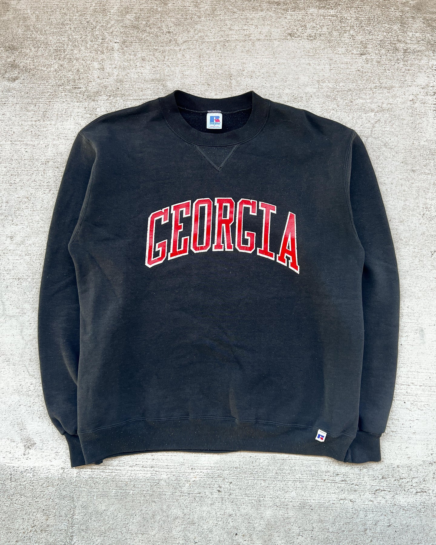 1980s Faded Black Russell Athletic Georgia Crewneck - Size Large