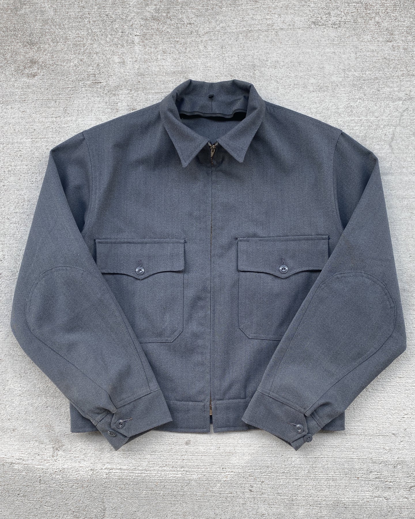 1960s Slate Pocketed Work Jacket with Talon Zipper - Size Large