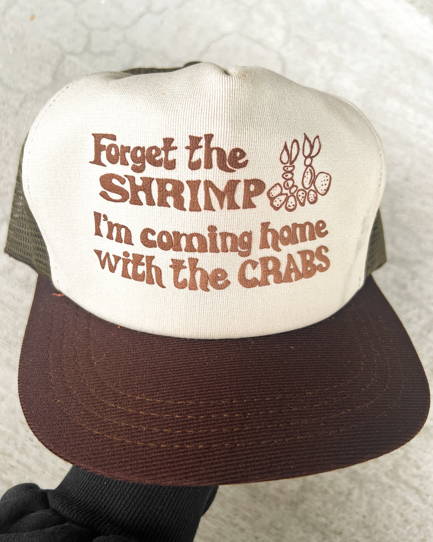 1980s Forget the Shrimp Snapback Trucker Hat - One Size