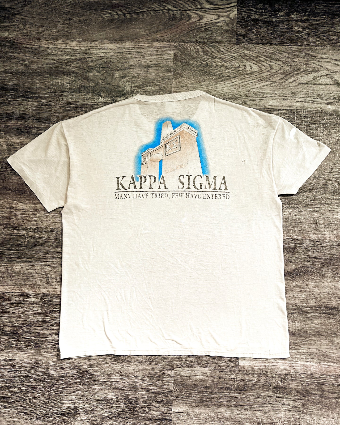 1990s Painter Kappa Sigma Rush Single Stitch Tan Tee - Size X-Large