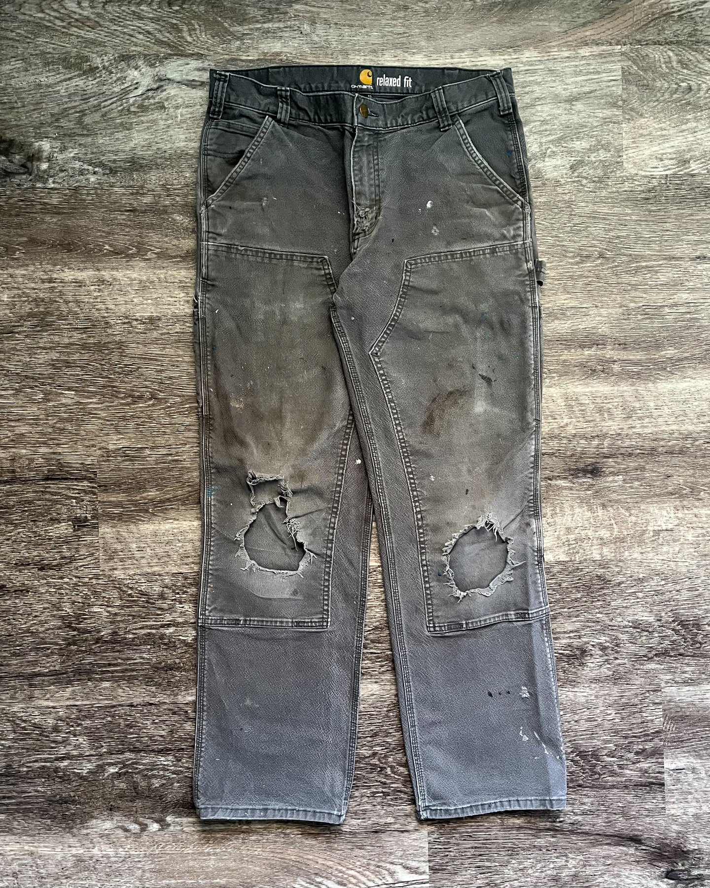 Carhartt Thrashed Gravel Grey Double Knee Pants - Size 30 x 30
