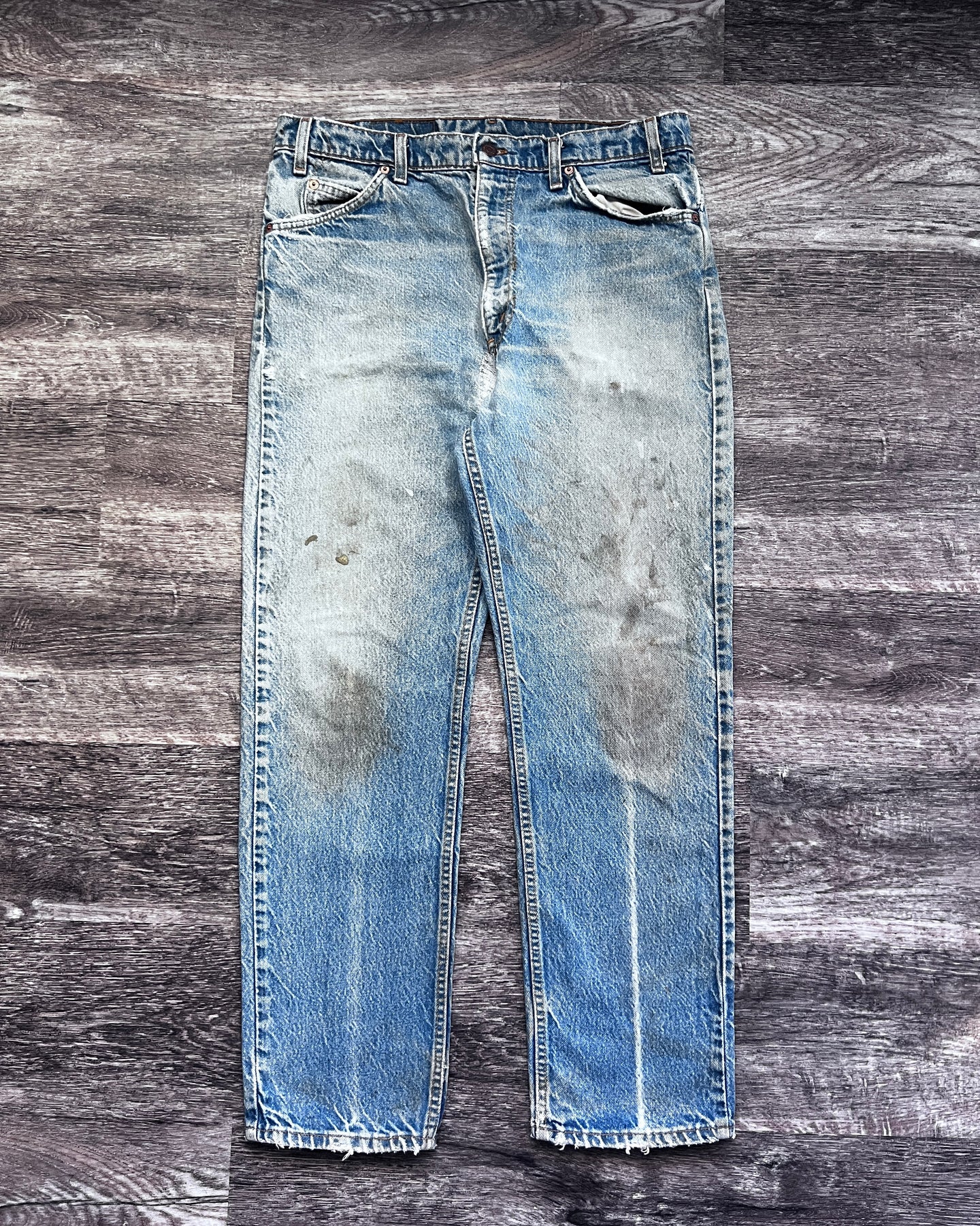 1990s Levi's Dirty Wash Repaired Orange Tab 505 - Size 34 x 30