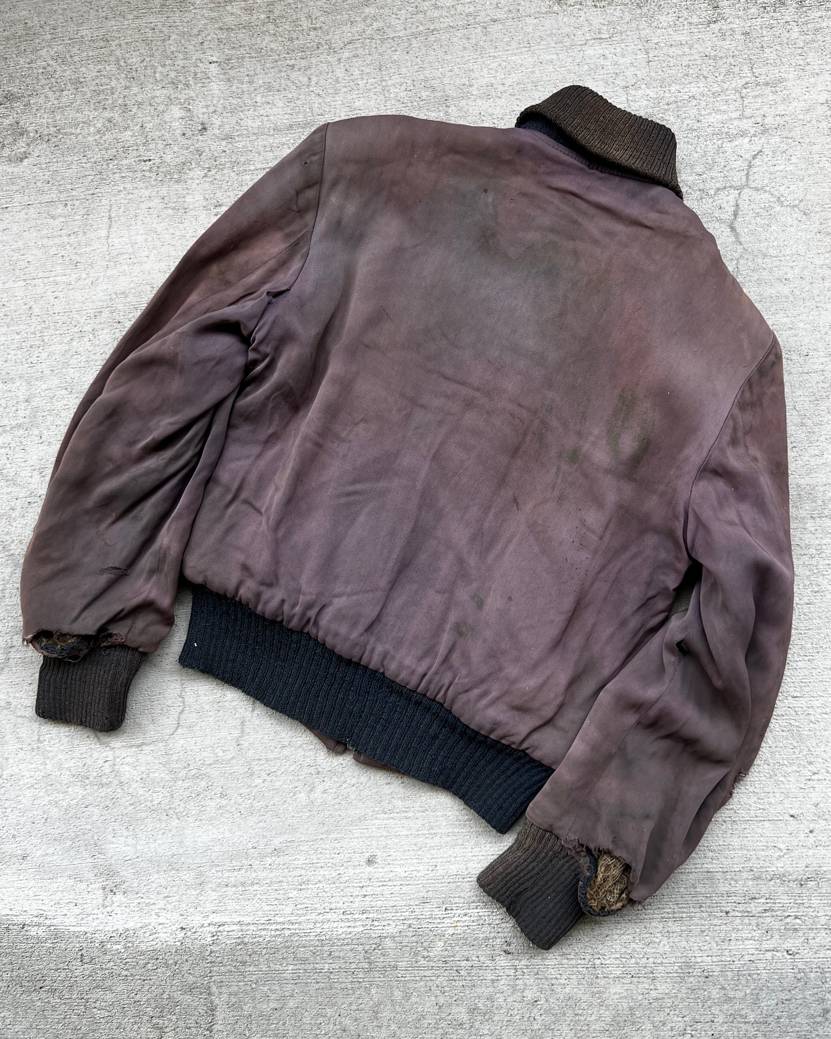 1960s Sun Faded Eggplant Bomber Jacket with Talon Zip - Size